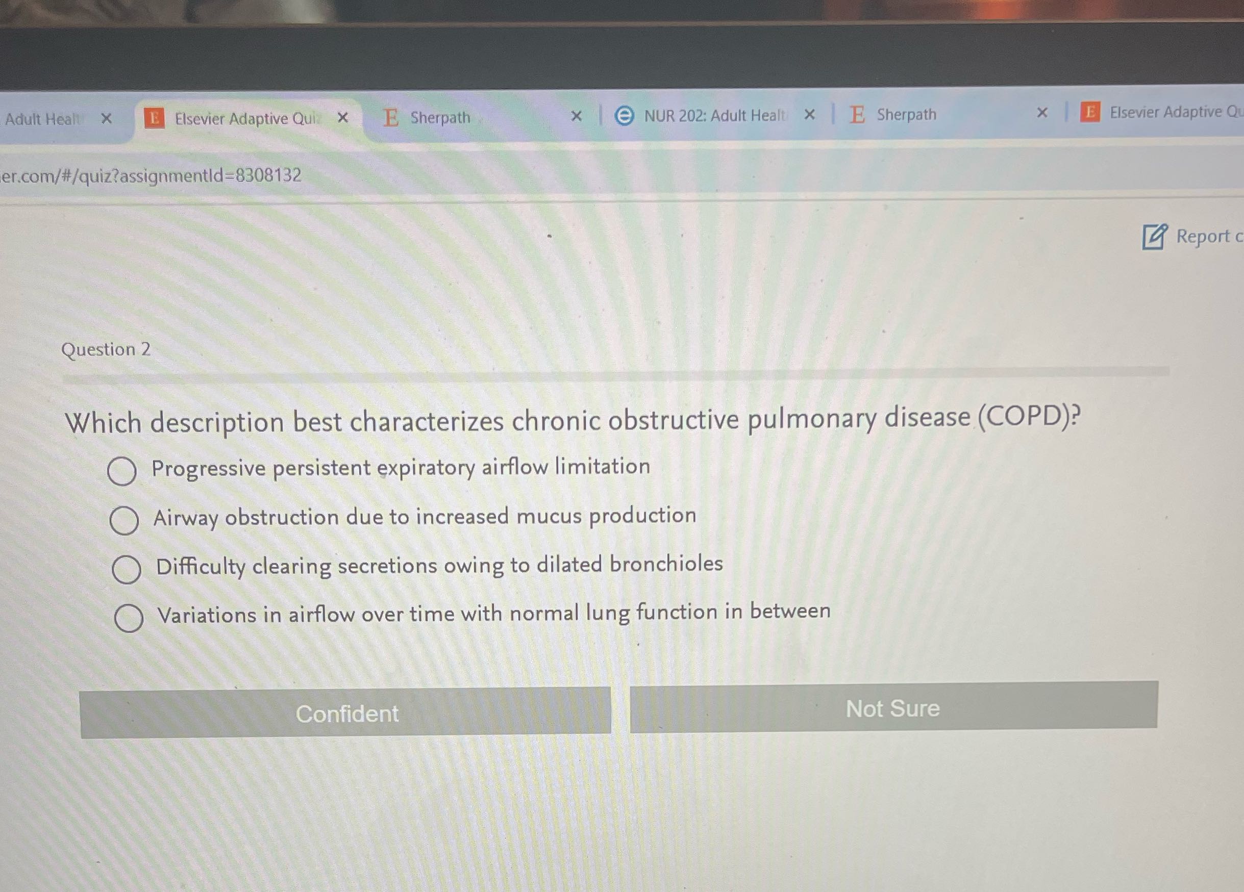Adult Healt x E Elsevier Adaptive Quiz x E