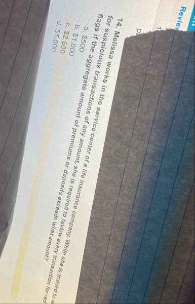 Reviey 1 4 . works in the service center of a