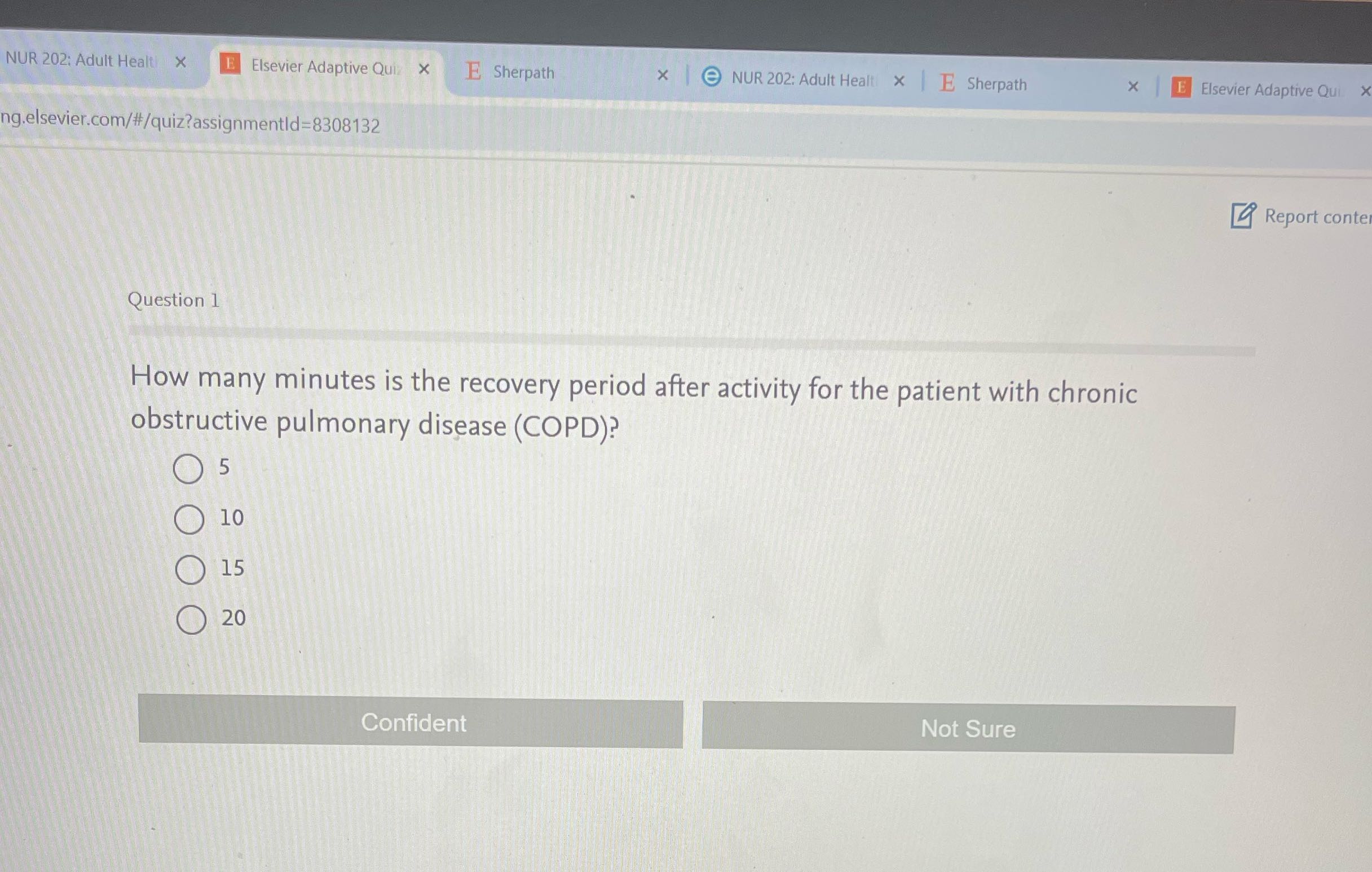 NUR 202: Adult Health X E Elsevier Adaptive Quiz