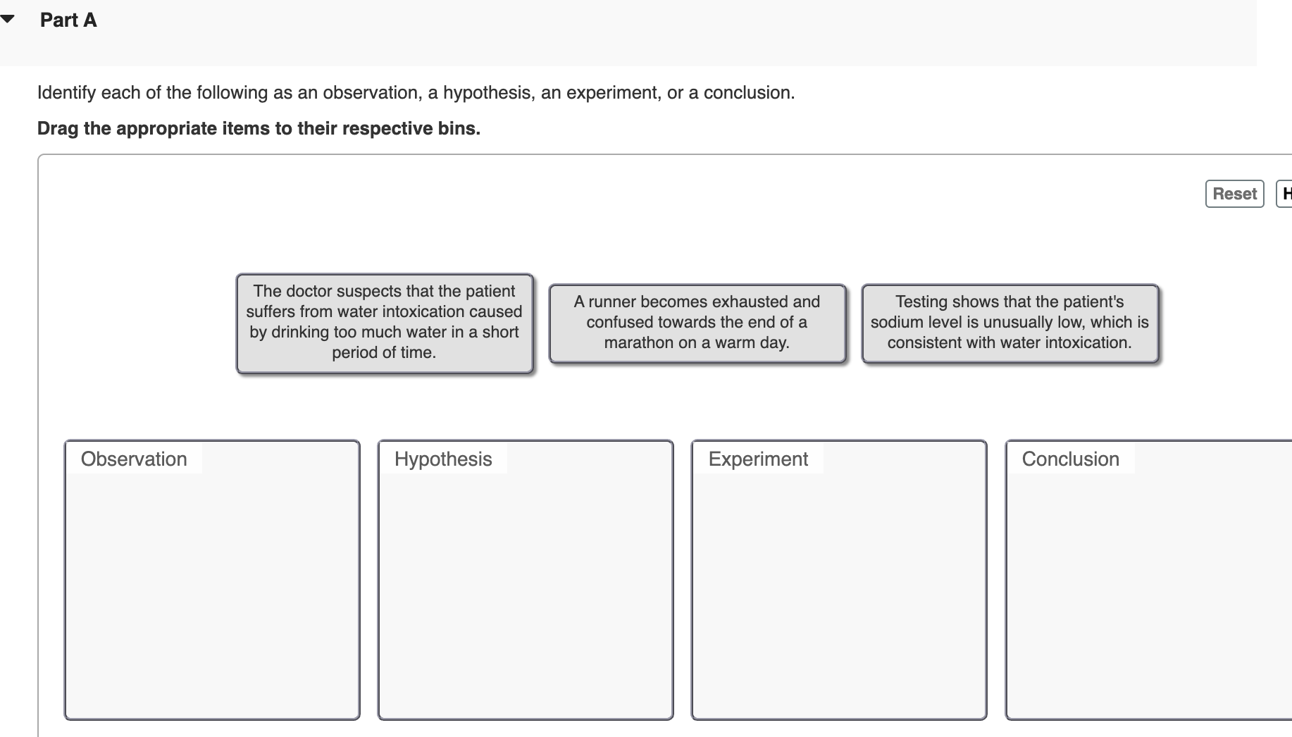 answer Part A Identify each of the following as