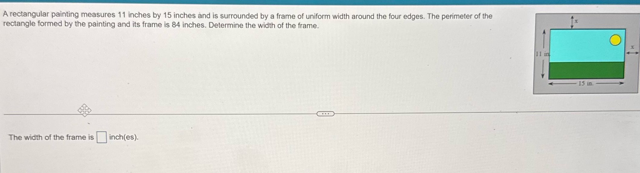 A rectangular painting measures 11" x 15" and is