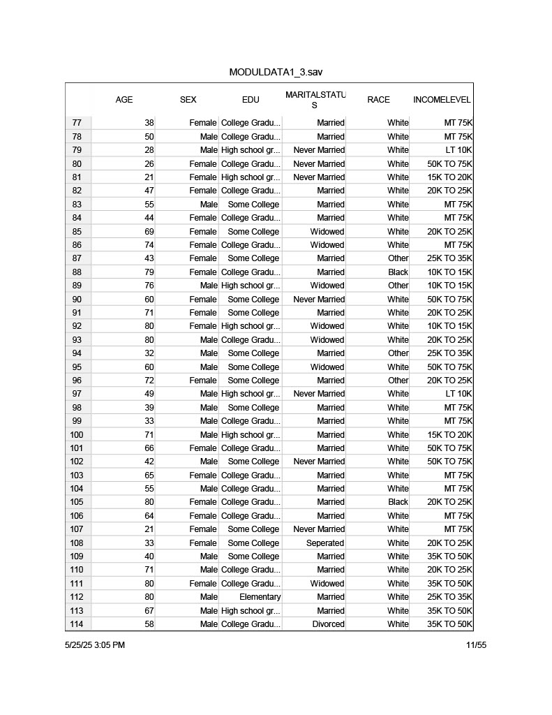 Using the MODULDATA 1_3, select at least 3 risk