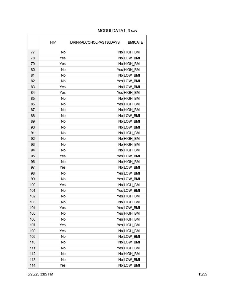 Using the MODULDATA 1_3, select at least 3 risk
