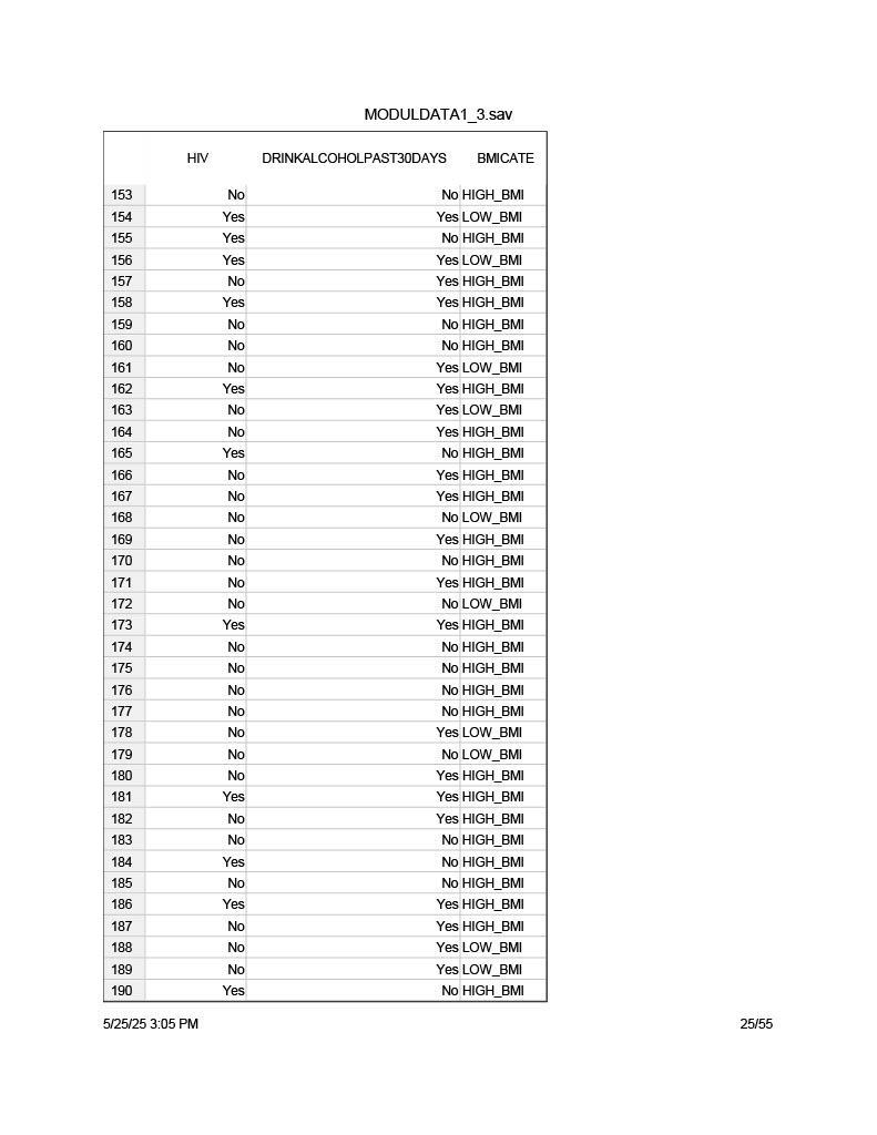 Using the MODULDATA 1_3, select at least 3 risk