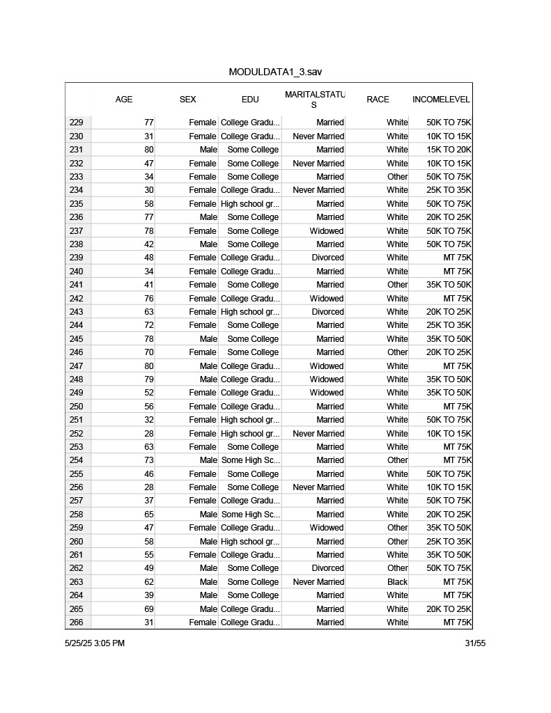 Using the MODULDATA 1_3, select at least 3 risk