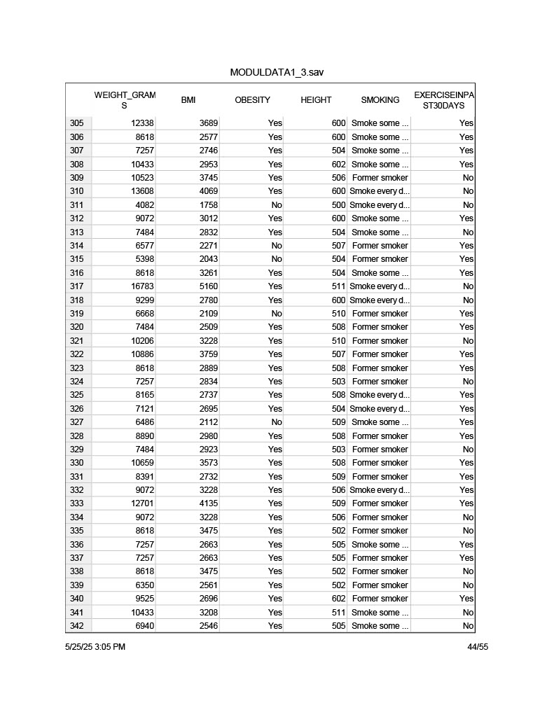 Using the MODULDATA 1_3, select at least 3 risk
