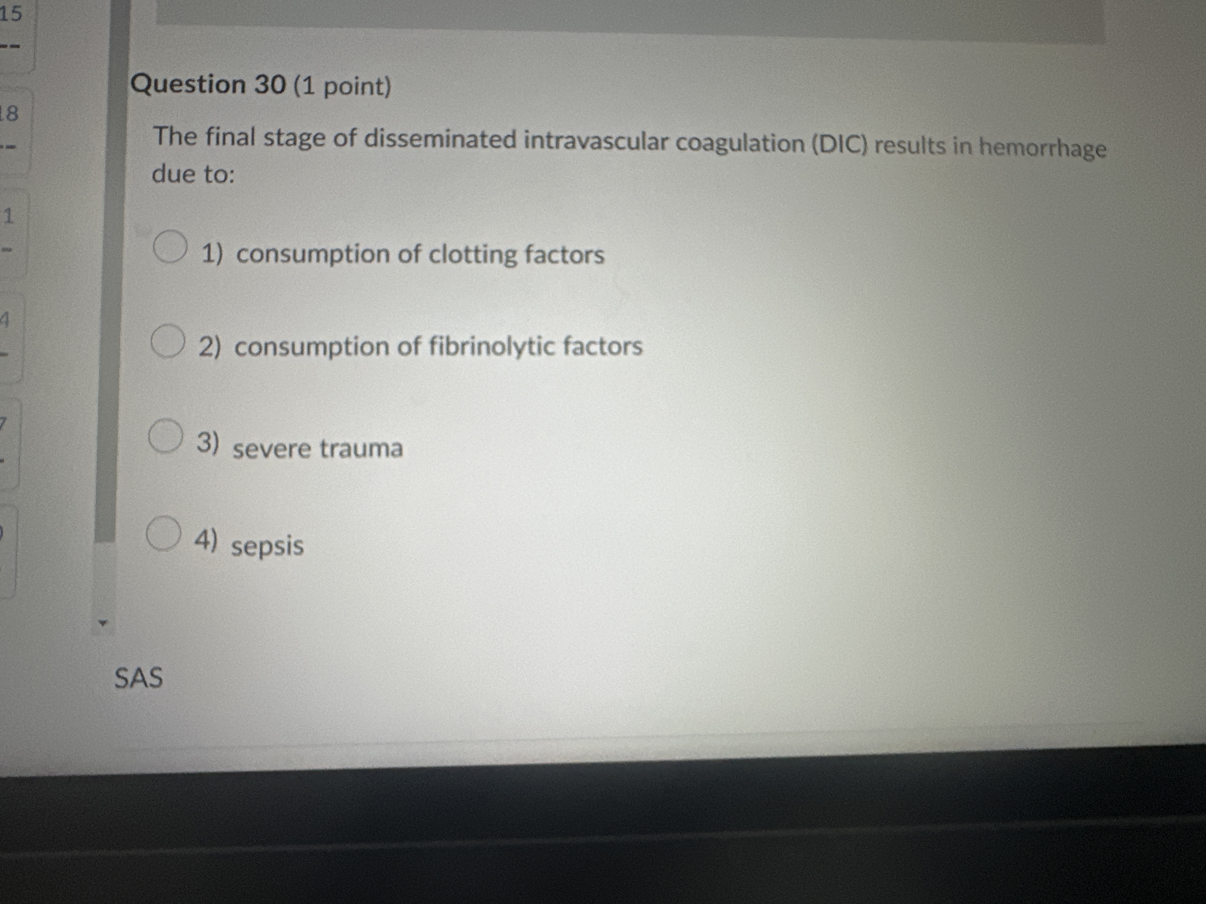 Answer 15 Question 30 (1 point) 18 The final