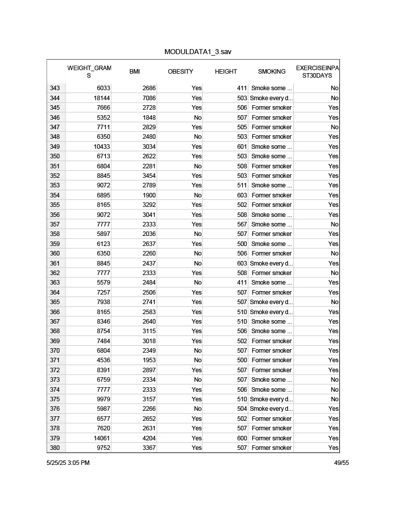 Using the MODULDATA 1_3, select at least 3 risk