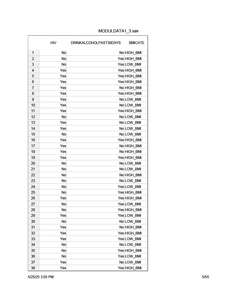 Using the MODULDATA 1_3, select at least 3 risk
