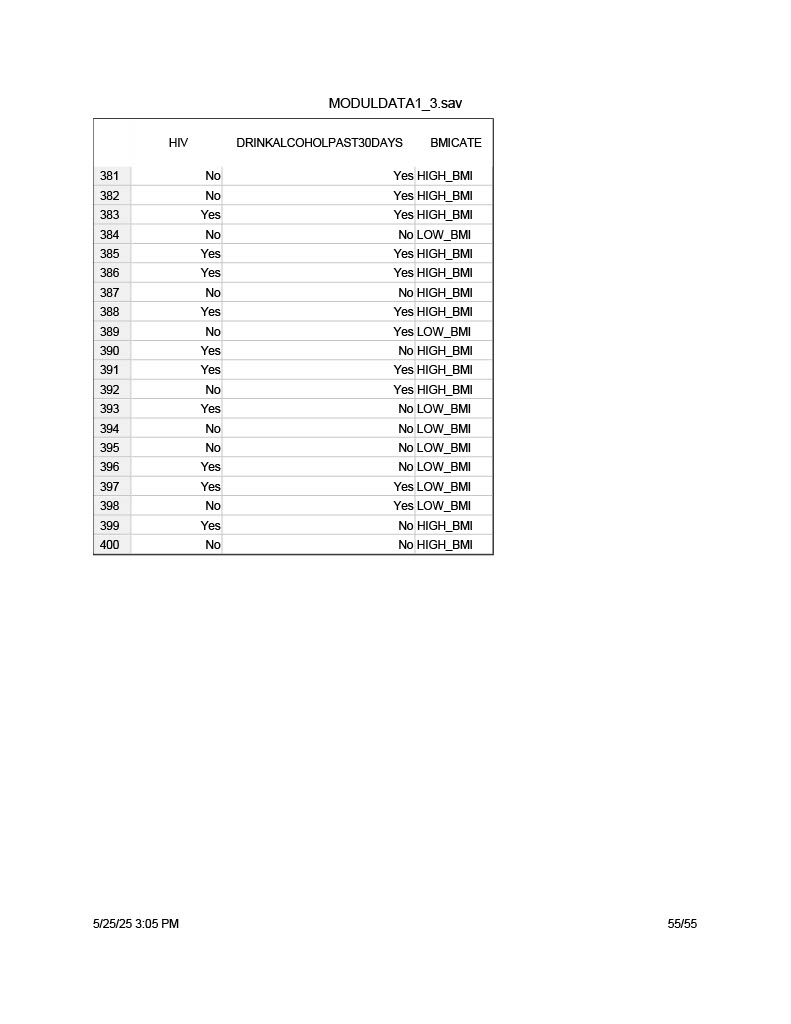 Using the MODULDATA 1_3, select at least 3 risk
