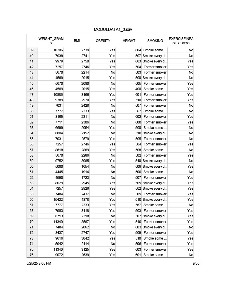 Using the MODULDATA 1_3, select at least 3 risk