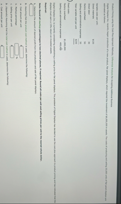 Product Pricing using the Cost - Plus Approach