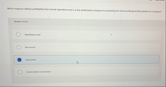 Which measure reflects profisability from normal