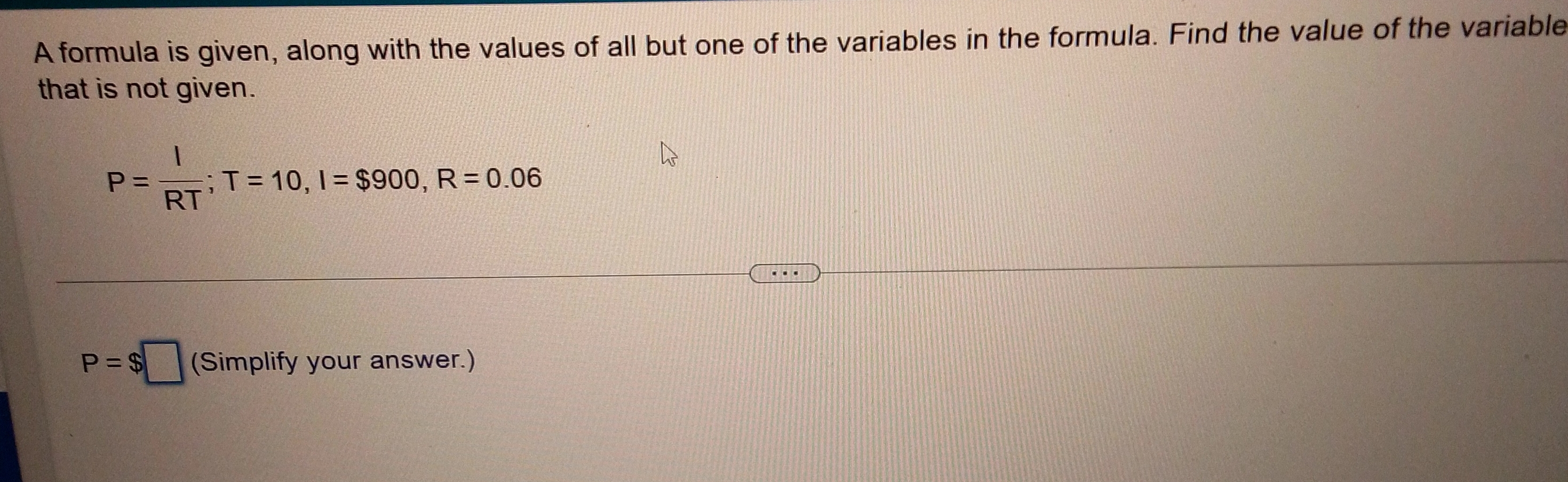 What's the answer A formula is given, along with