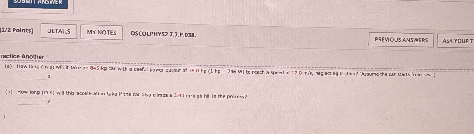 SUBMIT ANSWER [2/2 Points] DETAILS MY NOTES