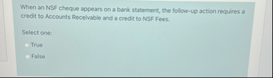 When an NSF cheque appears on a bank statement,