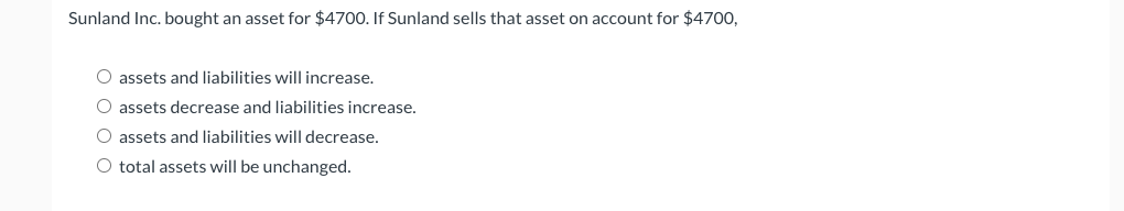 Sunland Inc. bought an asset for \ ( \ $ 4 7 0 0