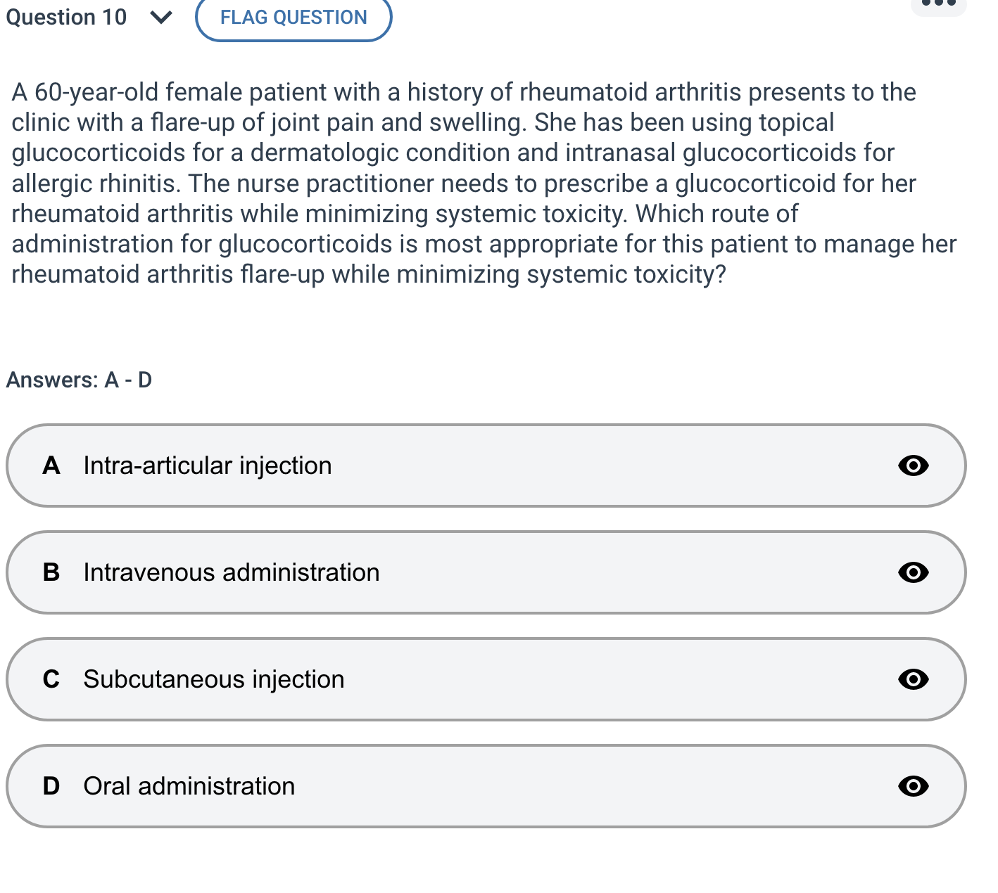 what is the answer? Question 10 V FLAG QUESTION A