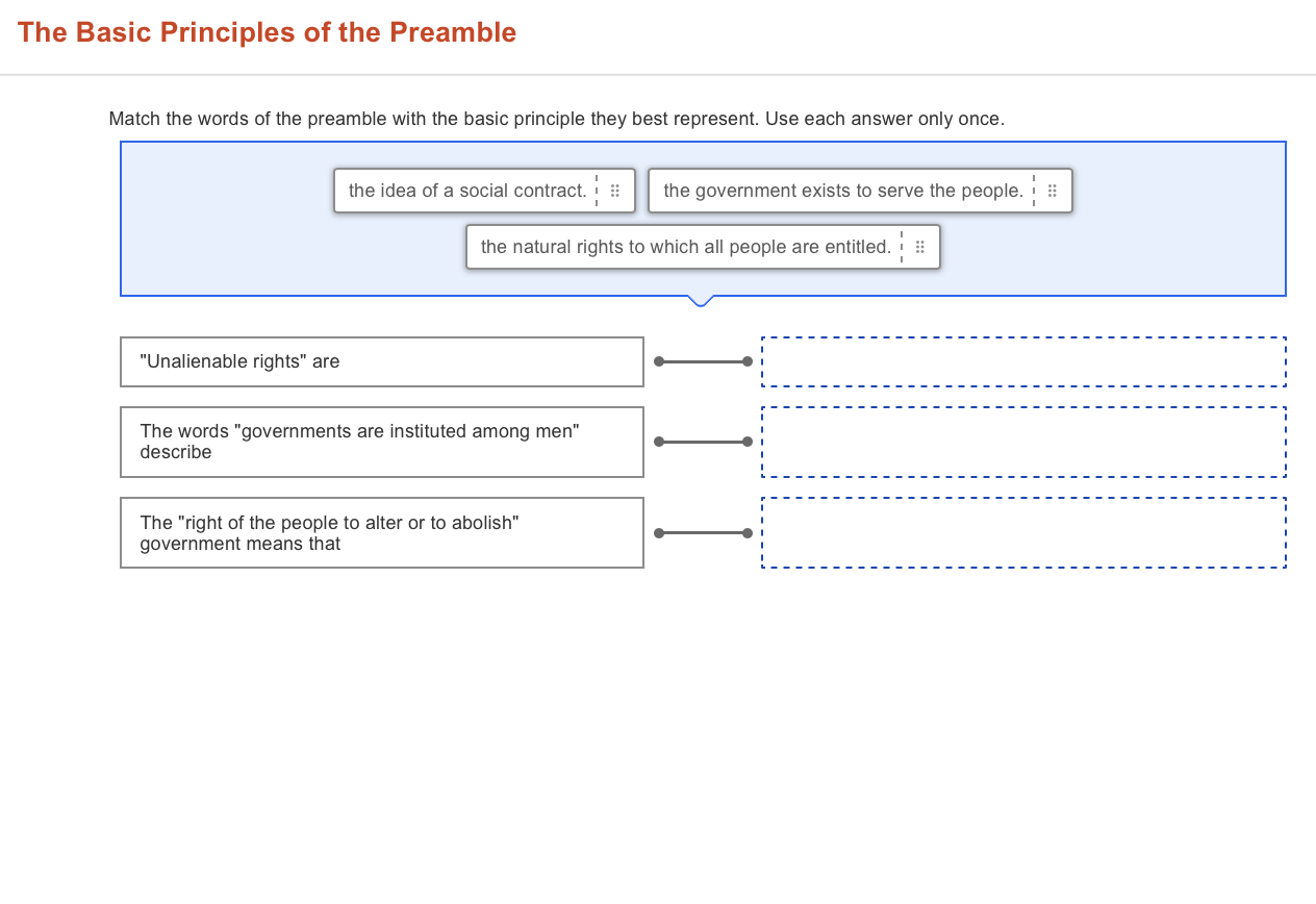 answer The Basic Principles of the Preamble Match
