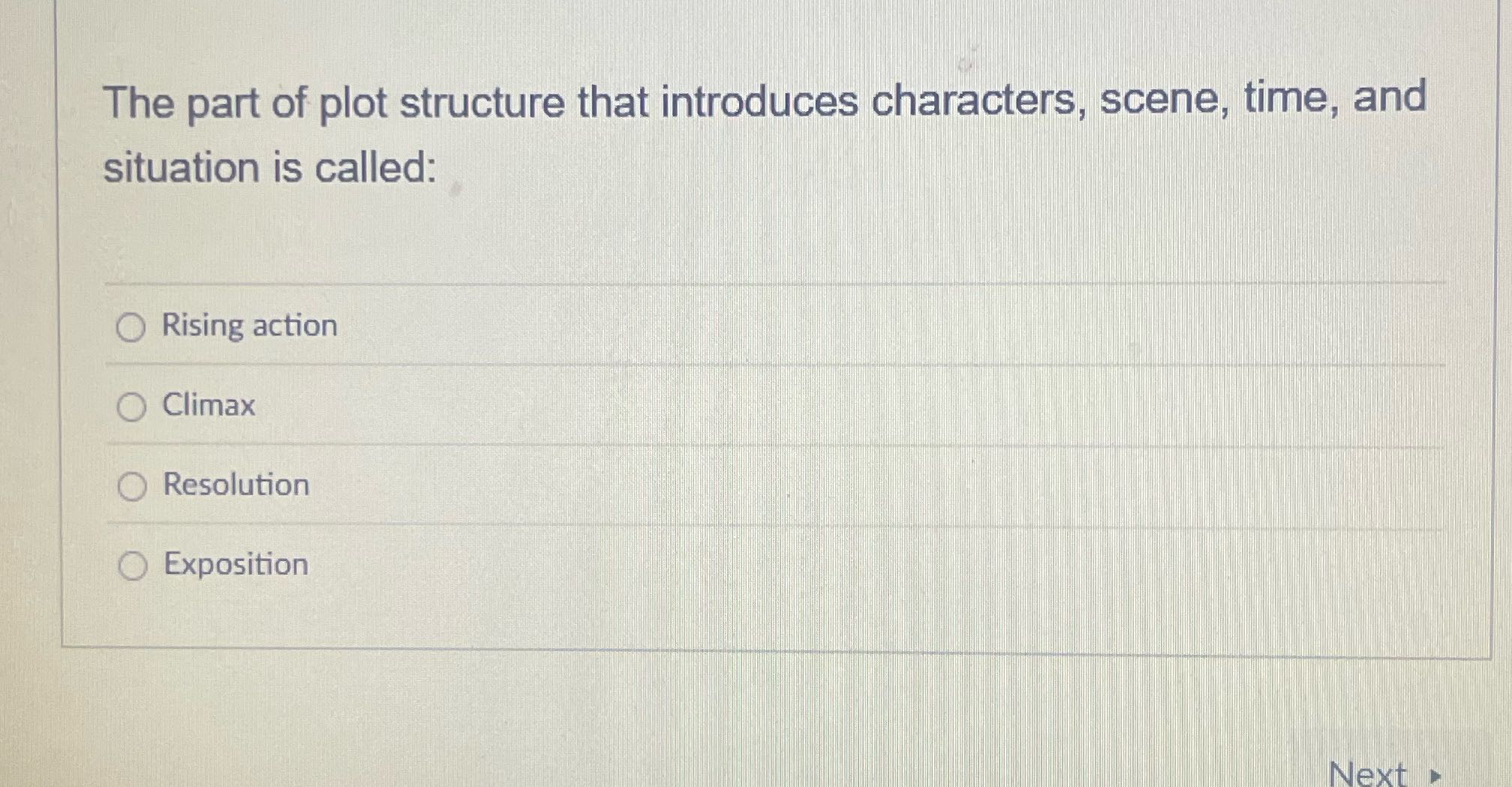 The part of plot structure that introduces