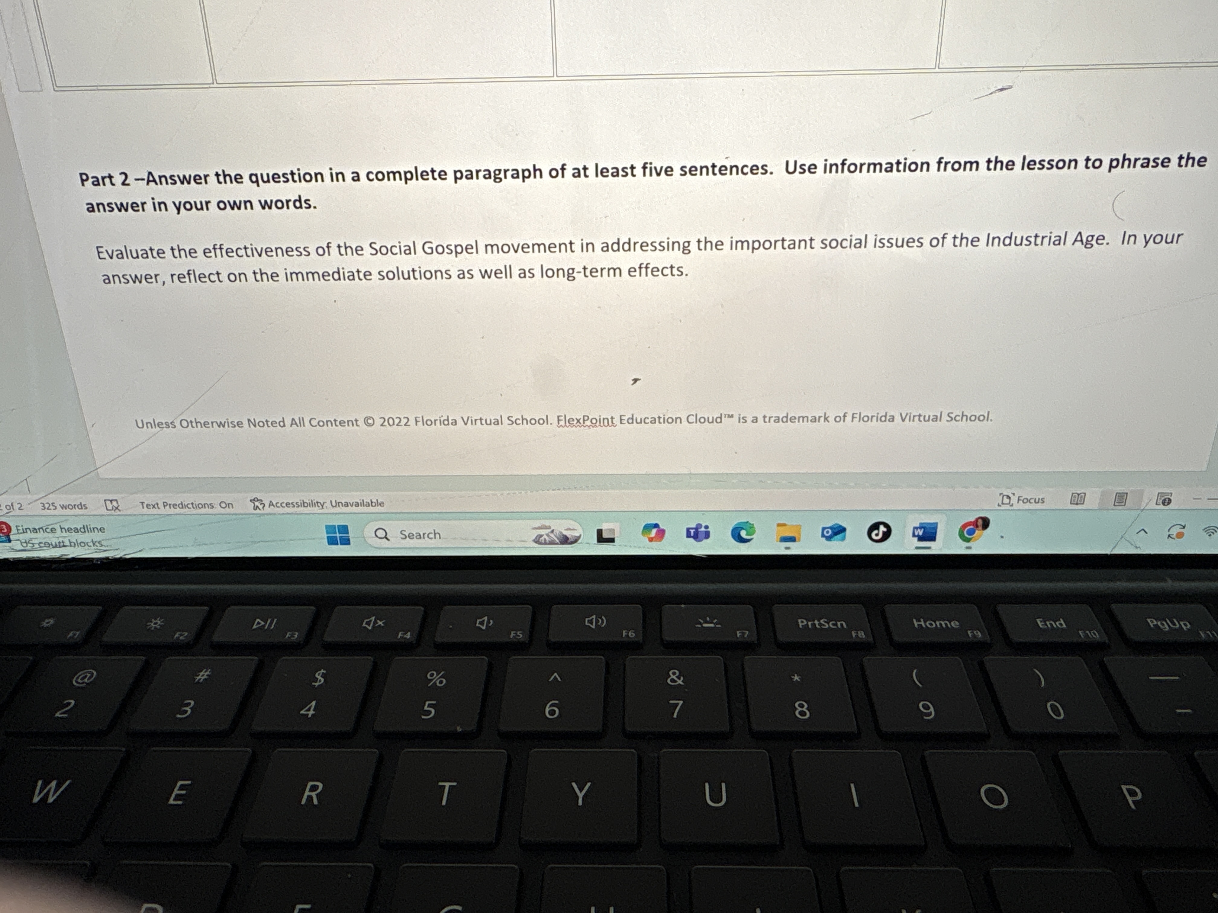 Answer Part 2 -Answer the question in a complete