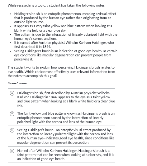 answer While researching a topic, a student has