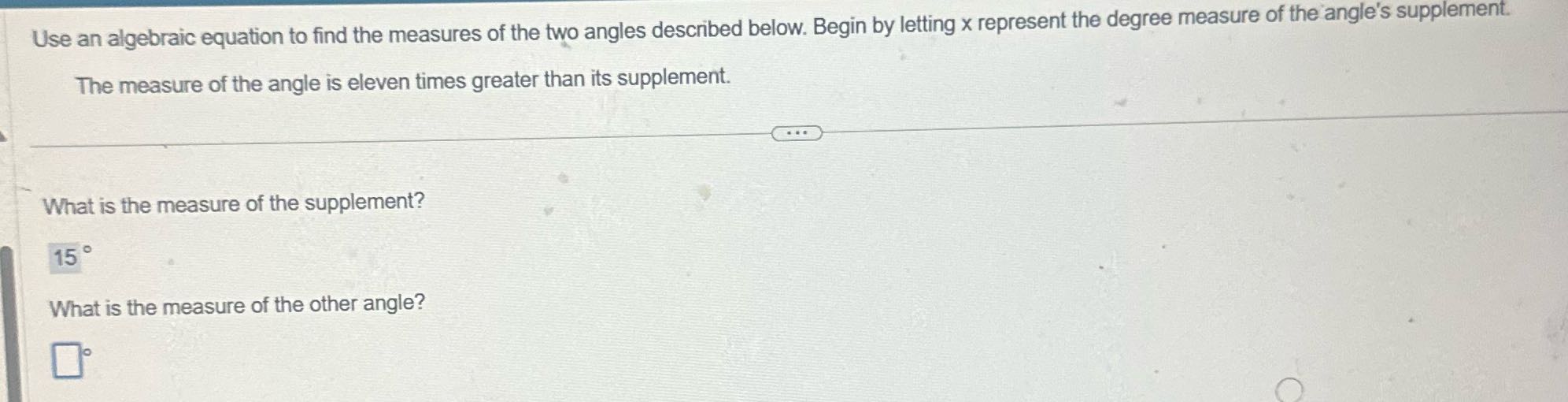 Answer the question Use an algebraic equation to