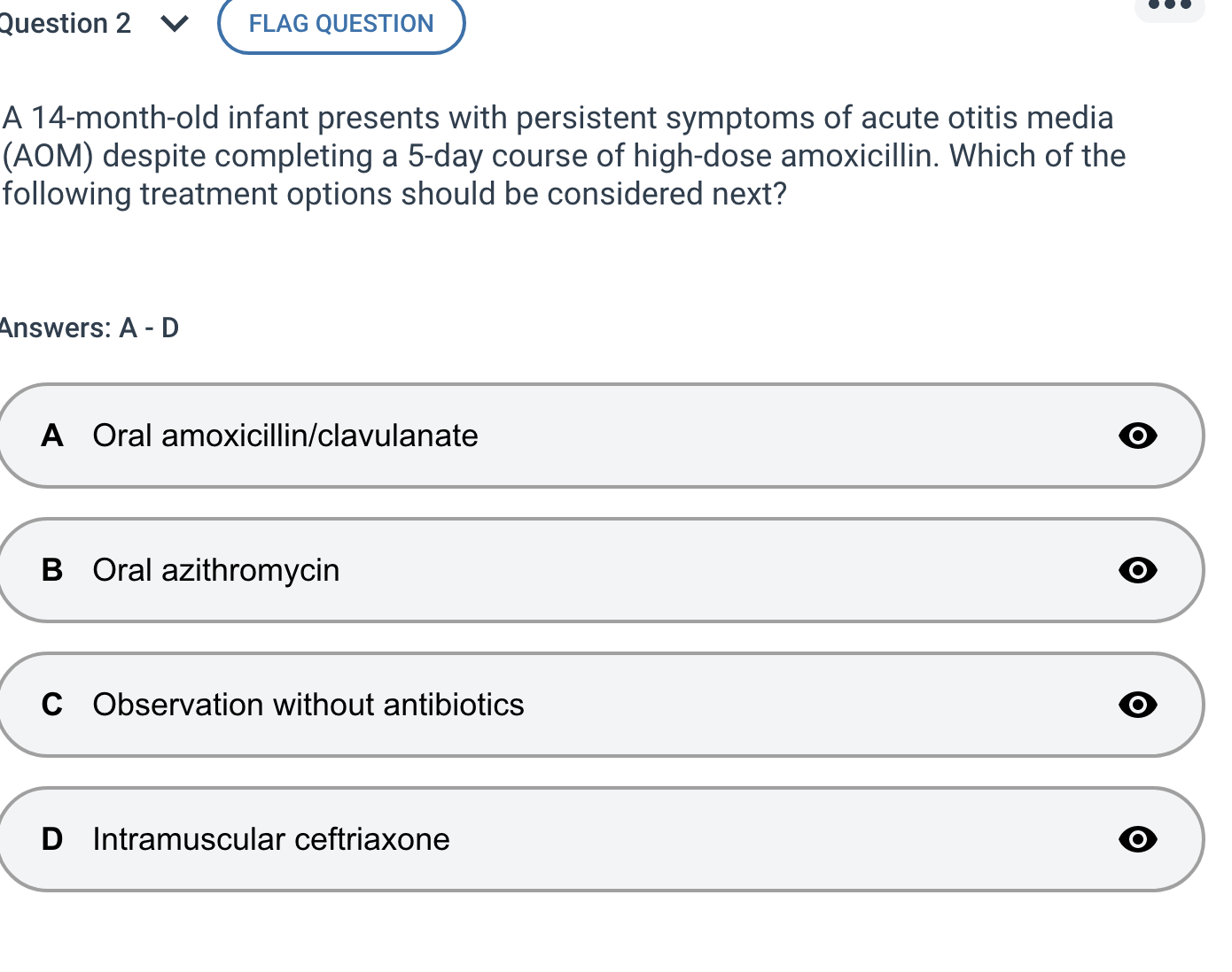 what is the answer? Question 2 V FLAG QUESTION A