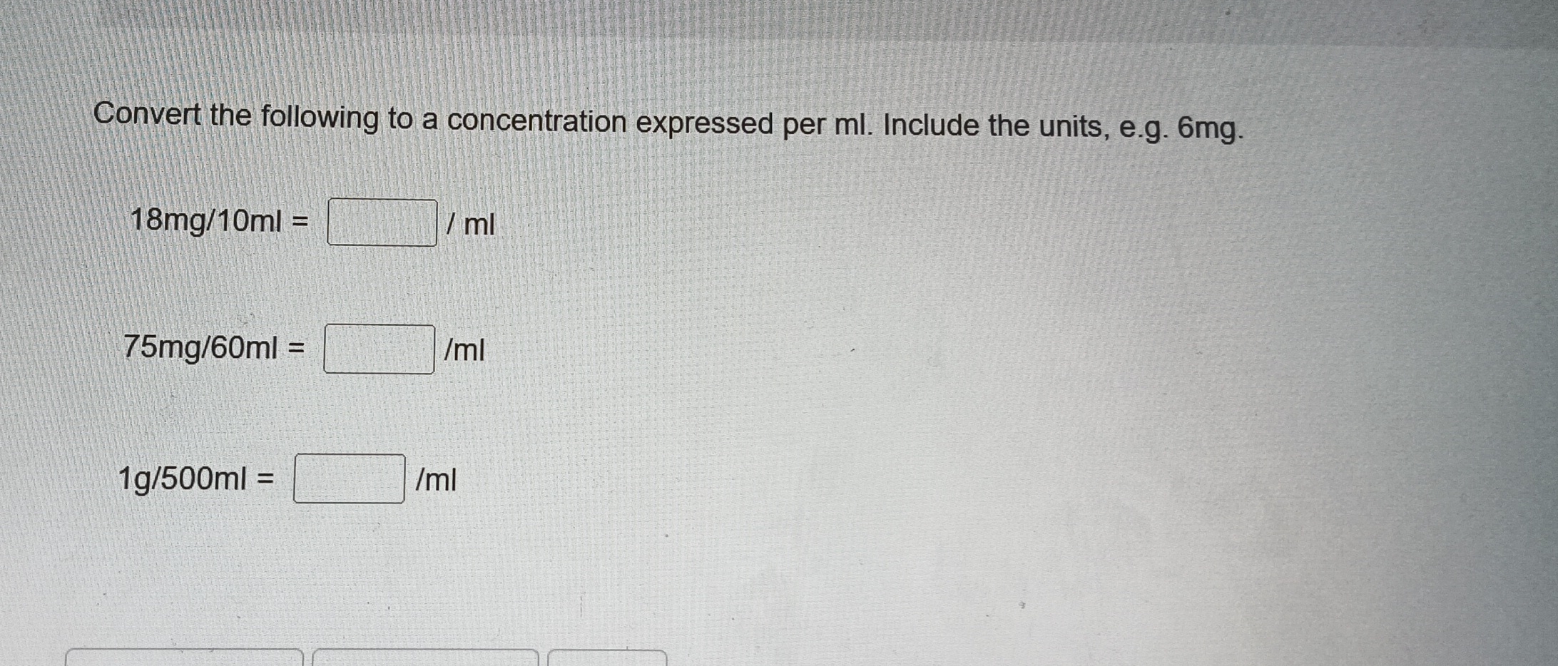 Convert the following to a concentration