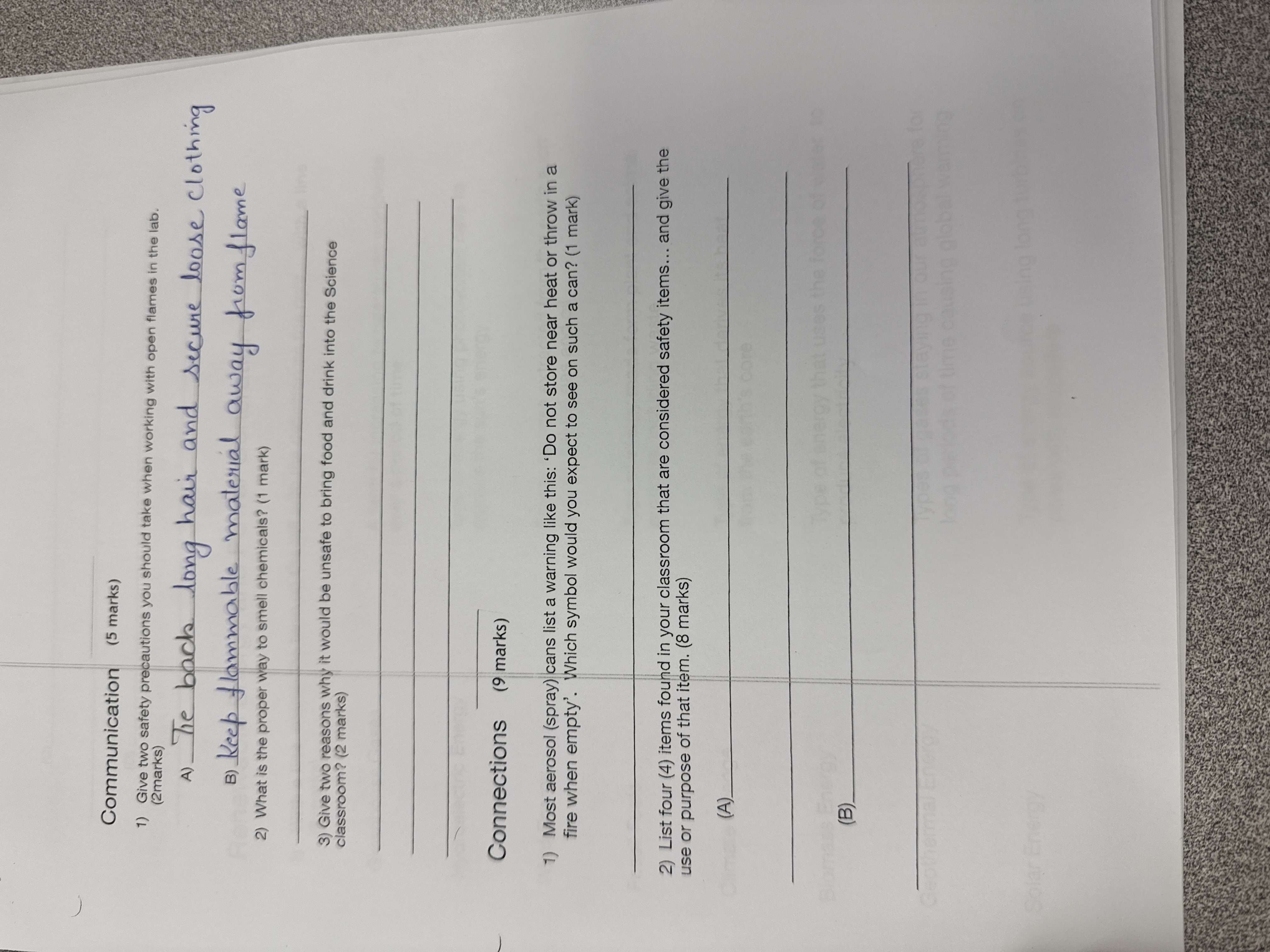 Communication (5 marks) 1) Give two safety