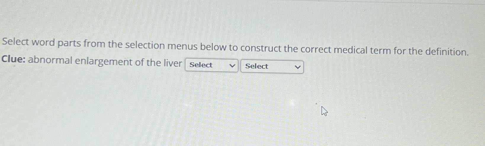 Select word parts from the selection menus below