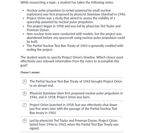 answer While researching a topic, a student has