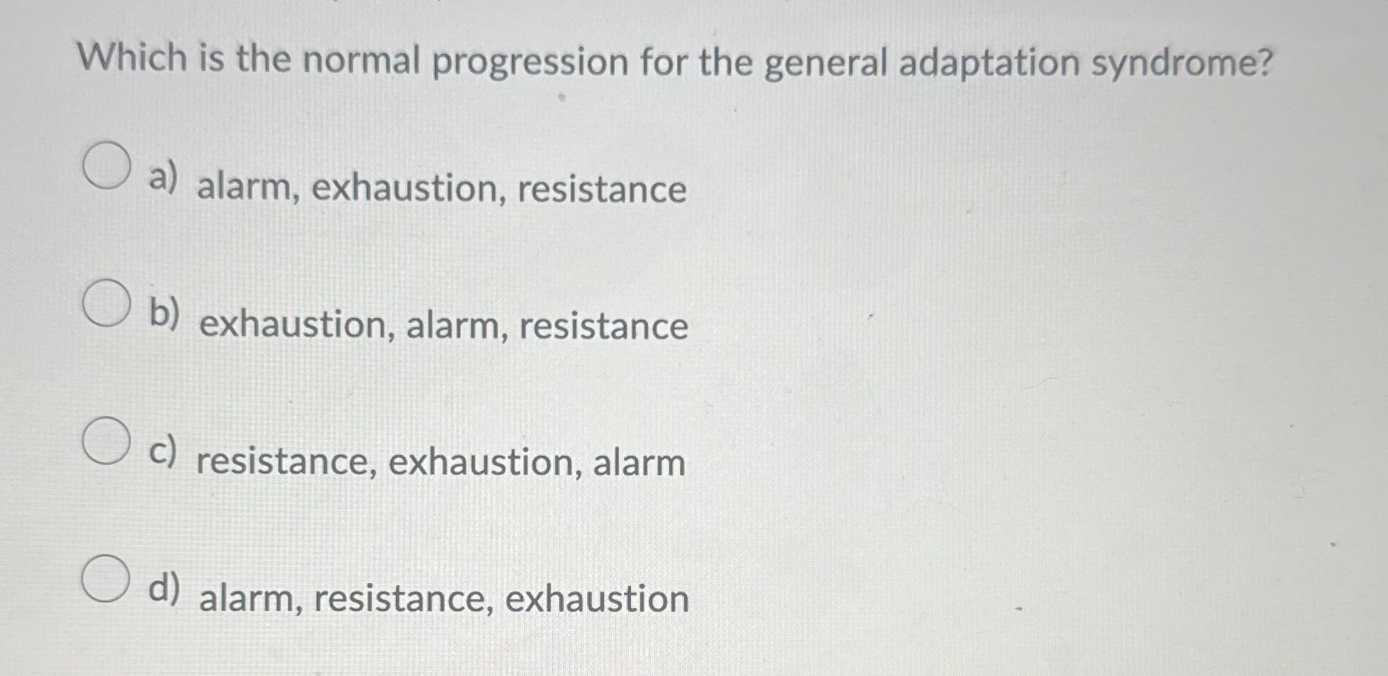 Which is the normal progression for the general