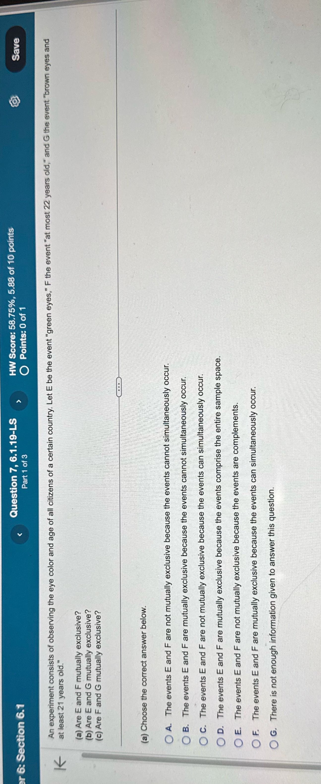 er 6: Section 6.1 Question 7, 6.1.19-LS HW Score: