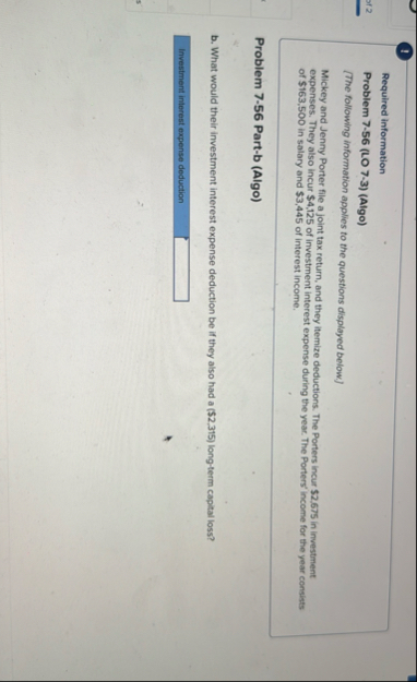 1 Required information Problem 7 - 5 6 ( LO 7 - 3