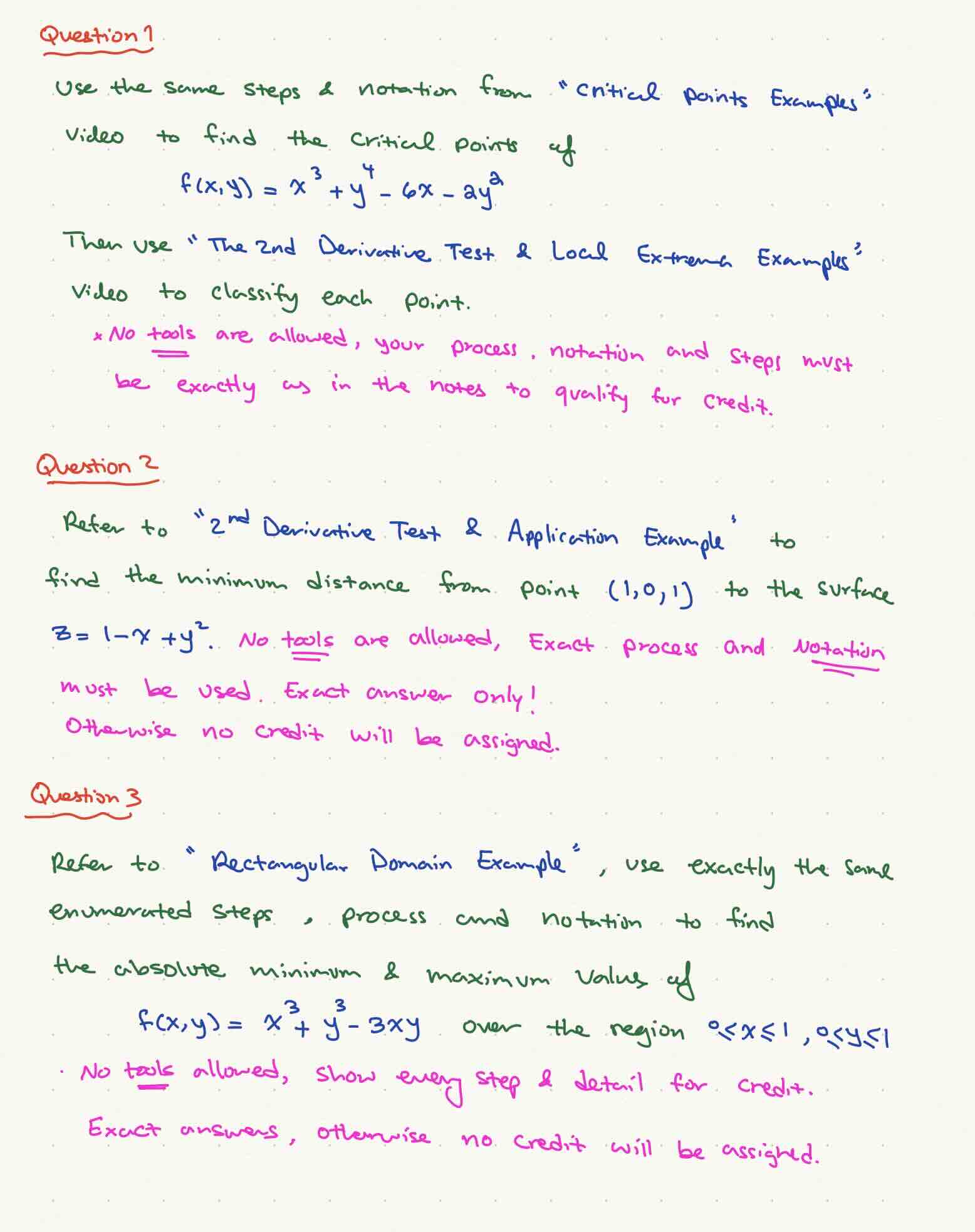 Question 1 Use the same steps & notation from "