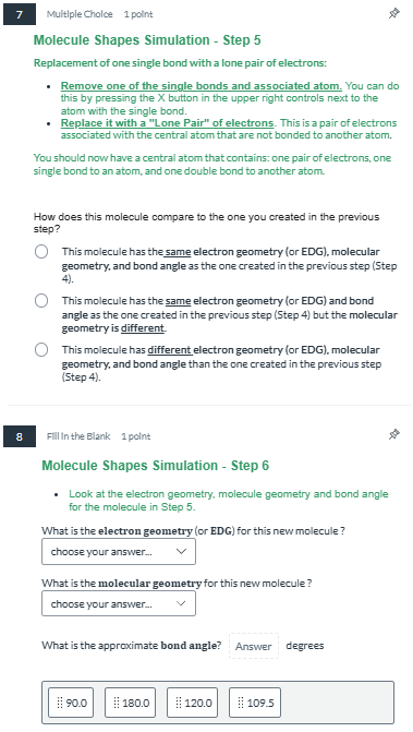 solve 7 Multiple Choice 1 point Molecule Shapes