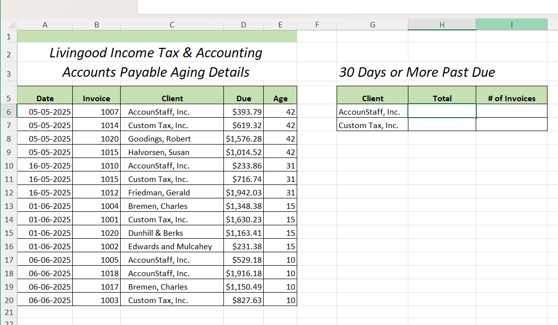 A B C D E F G H 1 2 Livingood Income Tax &