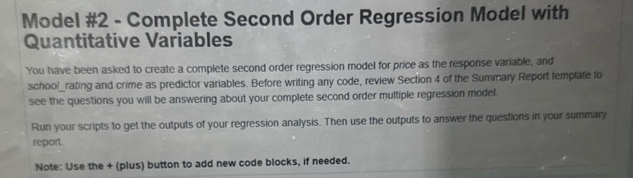 Model #2 - Complete Second Order Regression Model