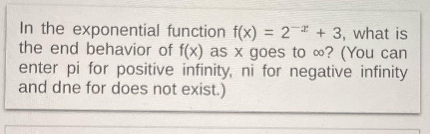 In the exponential function f(x) = 2 + 3, what is