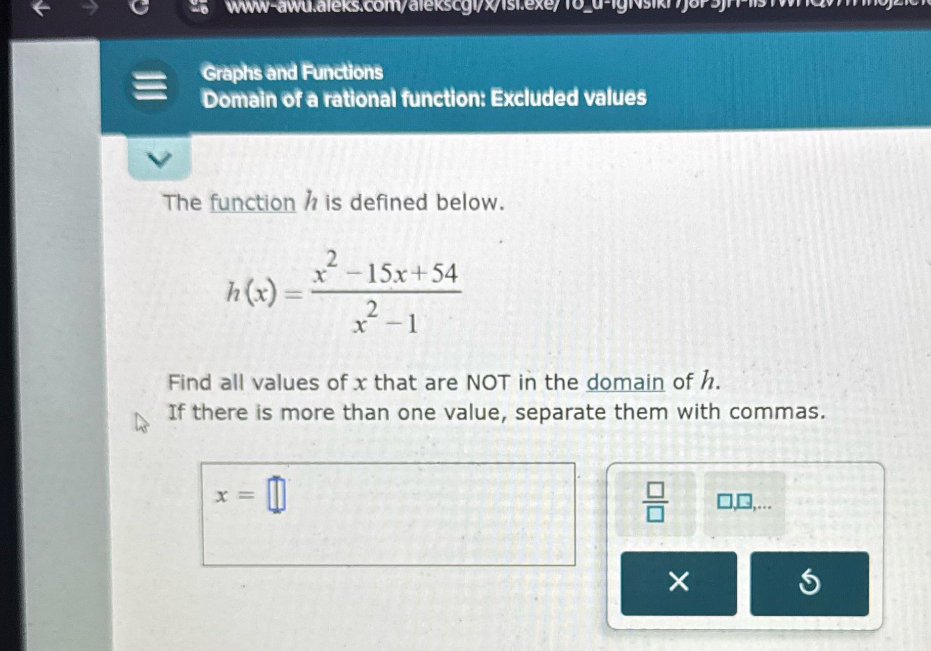 Domain of 4 rational function: Excluded values
