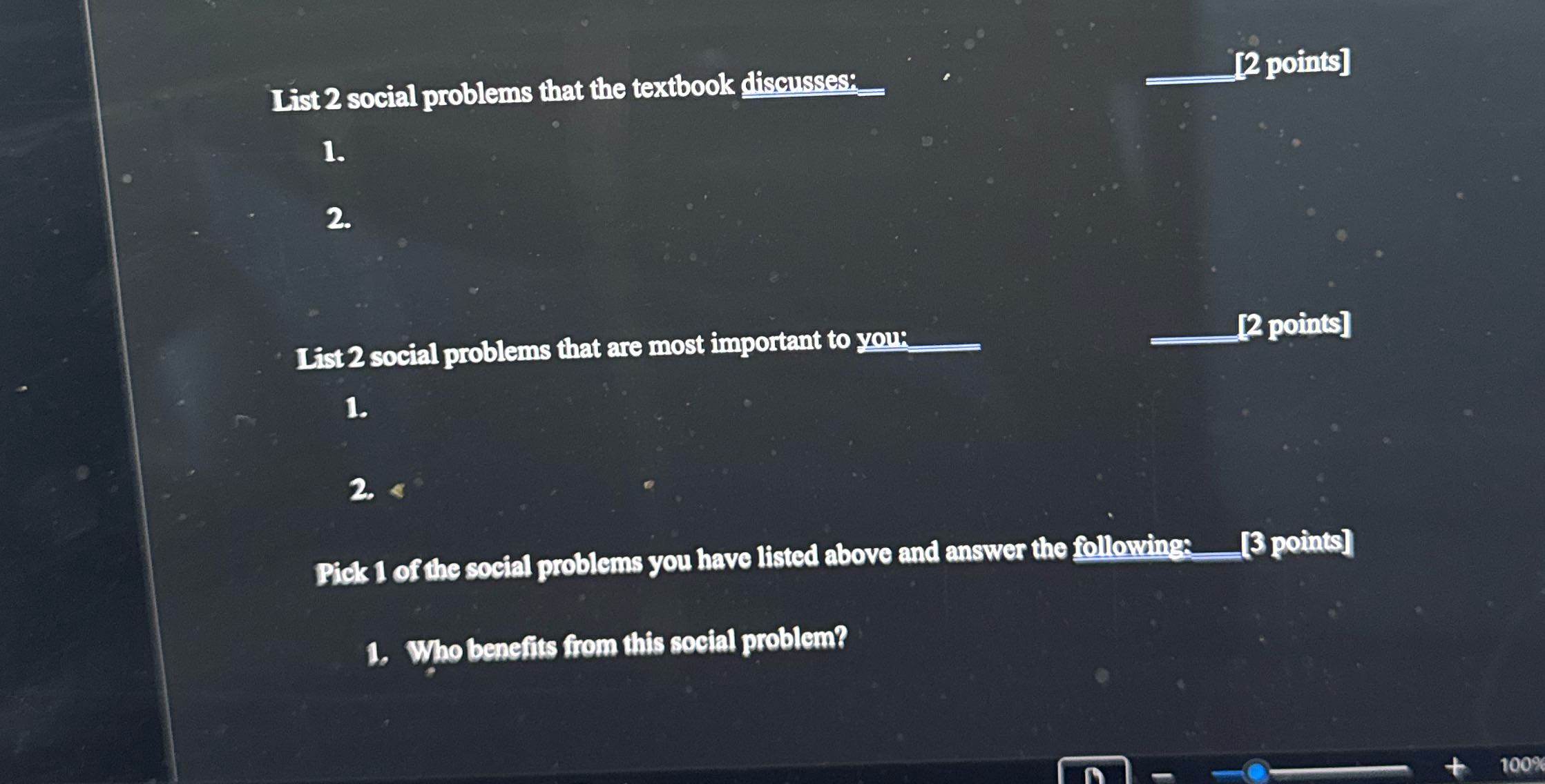 List 2 social problems that the textbook