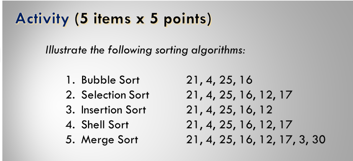 number 4 and 5 only Activity (5 items x 5 points)