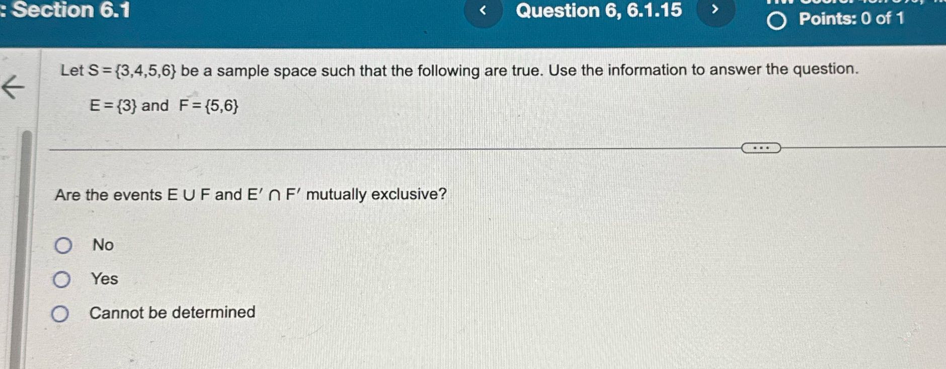 Question 6, 6.1.15 enn nee k : Section 6.1 Let