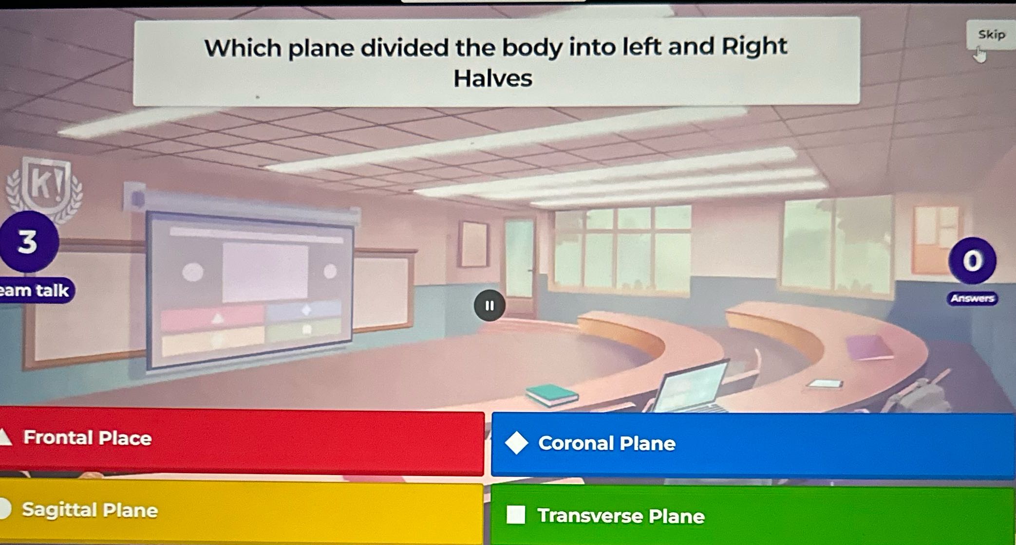 Skip Which plane divided the body into left and