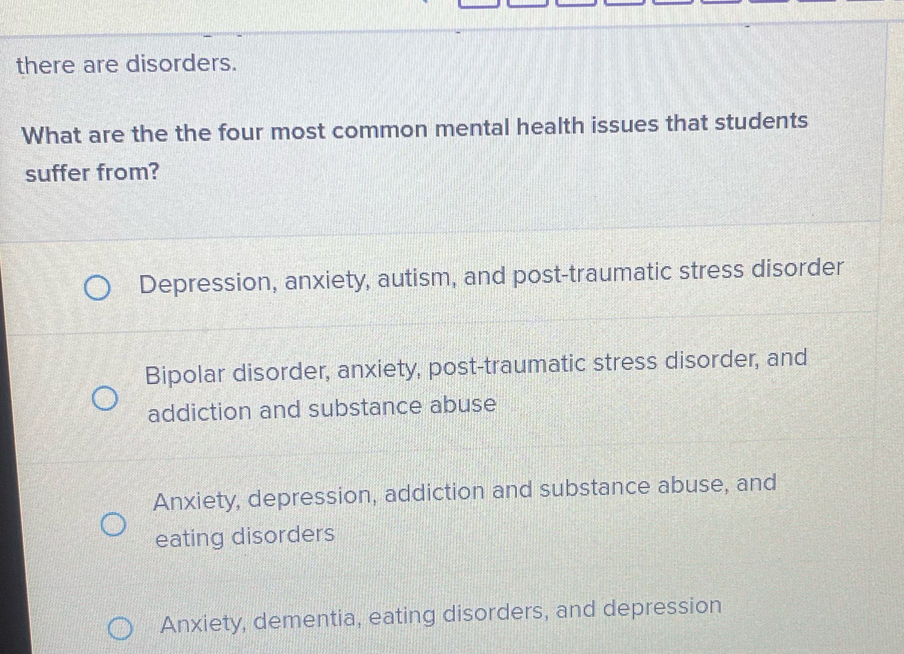 there are disorders. What are the the four most