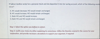 If Salina's brother wrote her a personal check