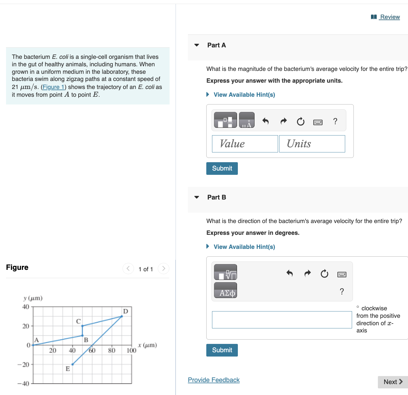 Review Part A The bacterium E. coli is a