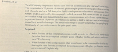 Problem 2 3 - 2 . Tarrell Company coepensues is