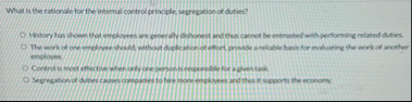 What is the rationale for the internal control
